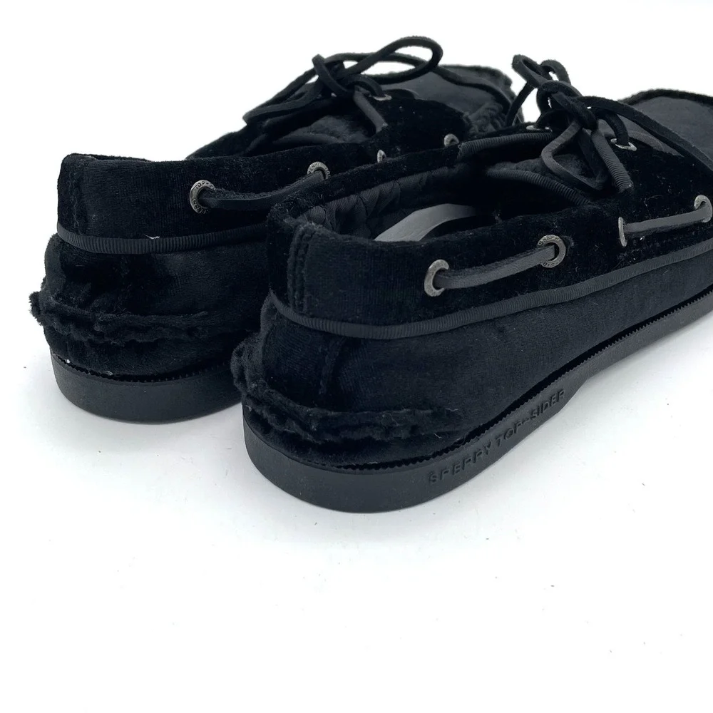 Sperry Top-Sider Original 2 Eye Black Velvet Boat Shoe Mens 10.5 Rare Moccasin